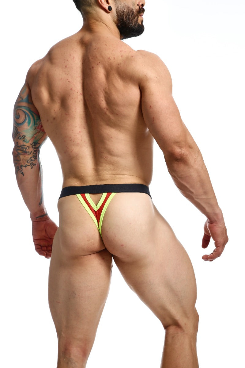 MOB Mesh Y Thong in vibrant colors, showcasing premium Yael fabric blend with a modern design.