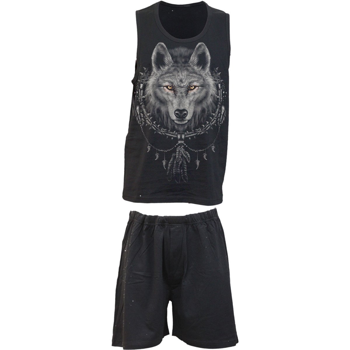 Black wolf tank top pajamas.