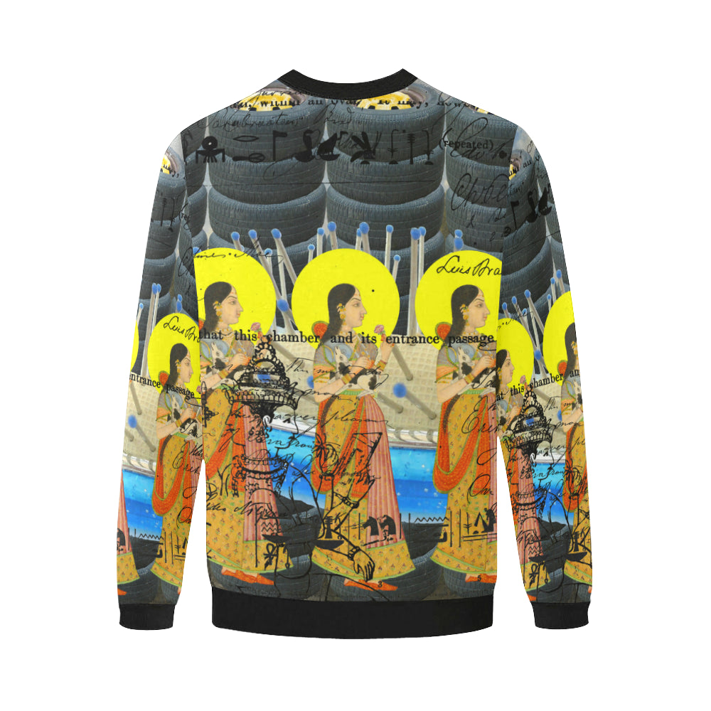 1, 2, 3 V Men's Oversized Fleece Sweatshirt featuring vibrant collage print and soft fleece interior.