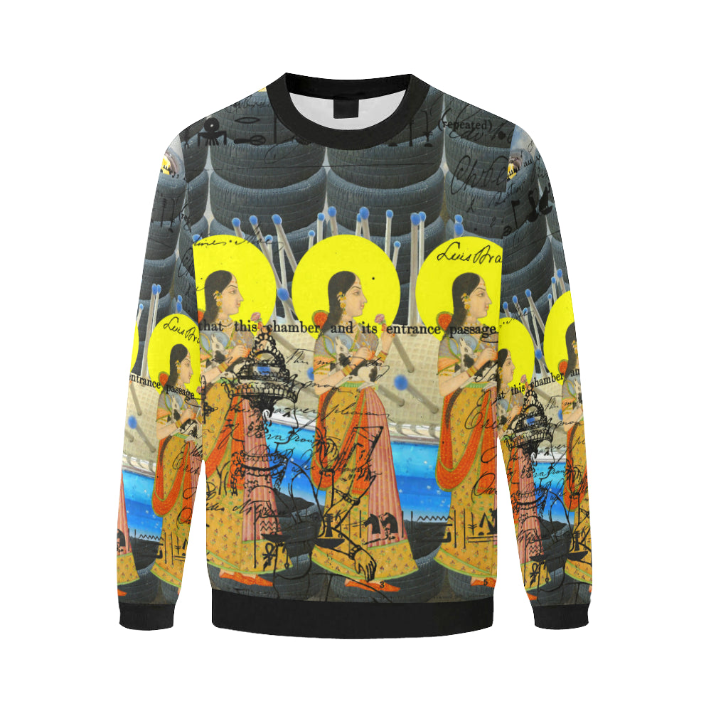 1, 2, 3 V Men's Oversized Fleece Sweatshirt featuring vibrant collage print and soft fleece interior.