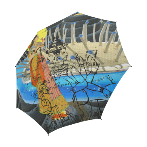 1, 2, 3 V Semi-Automatic Foldable Umbrella with stylish design and waterproof fabric, showcasing its compact size and sturdy handle.