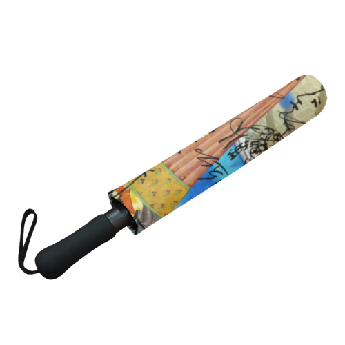 1, 2, 3 V Semi-Automatic Foldable Umbrella with stylish design and waterproof fabric, showcasing its compact size and sturdy handle.