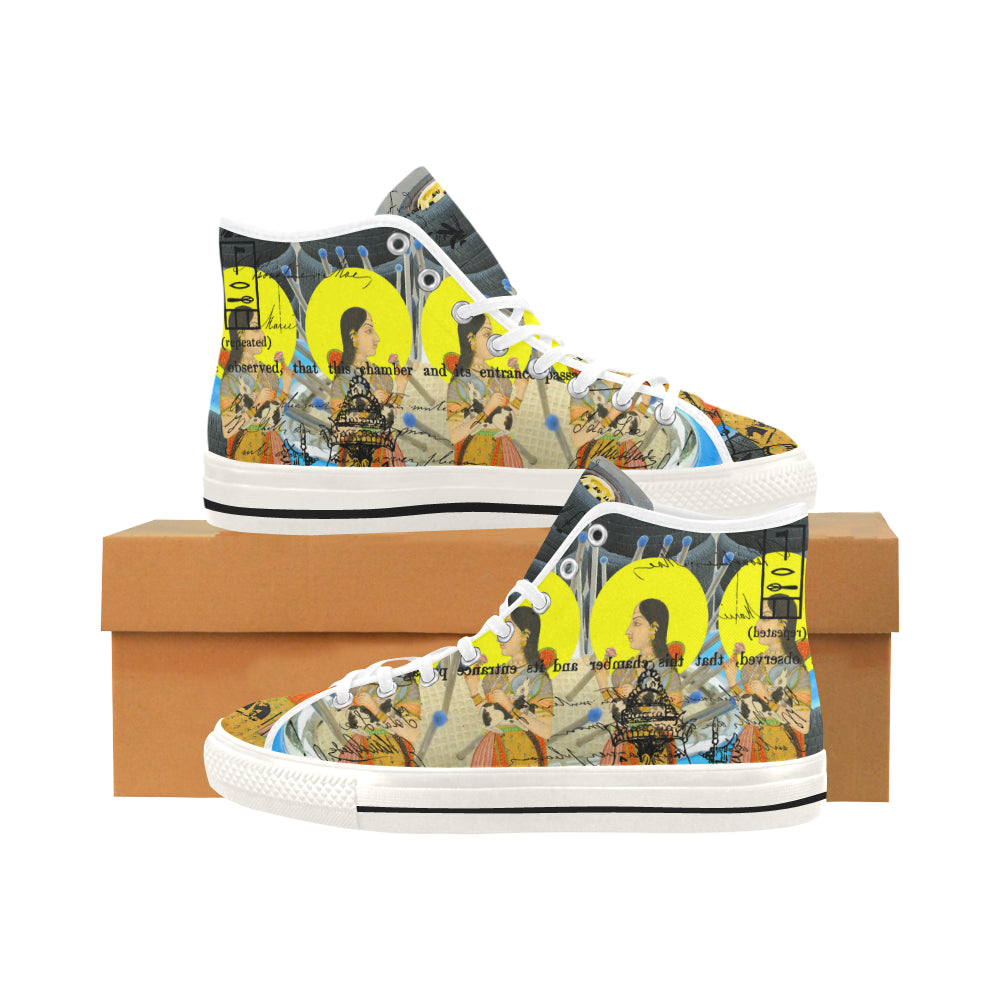 1, 2, 3 V Women's All Over Print Canvas Sneakers showcasing vibrant patterns and a stylish design.