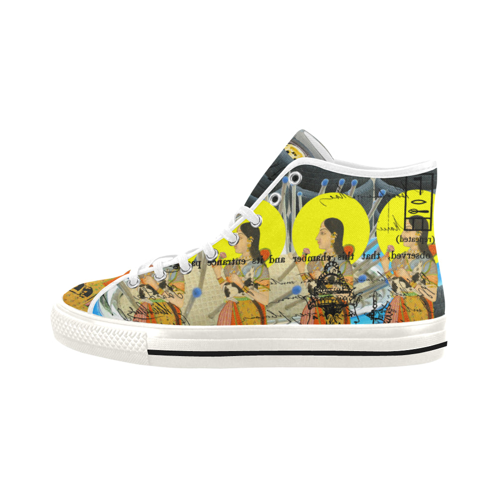 1, 2, 3 V Women's All Over Print Canvas Sneakers showcasing vibrant patterns and a stylish design.