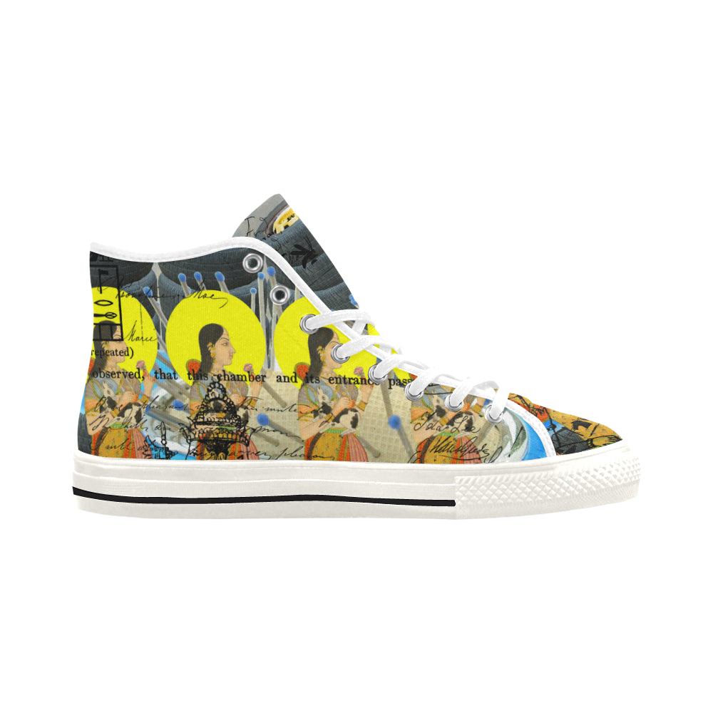 1, 2, 3 V Women's All Over Print Canvas Sneakers showcasing vibrant patterns and a stylish design.