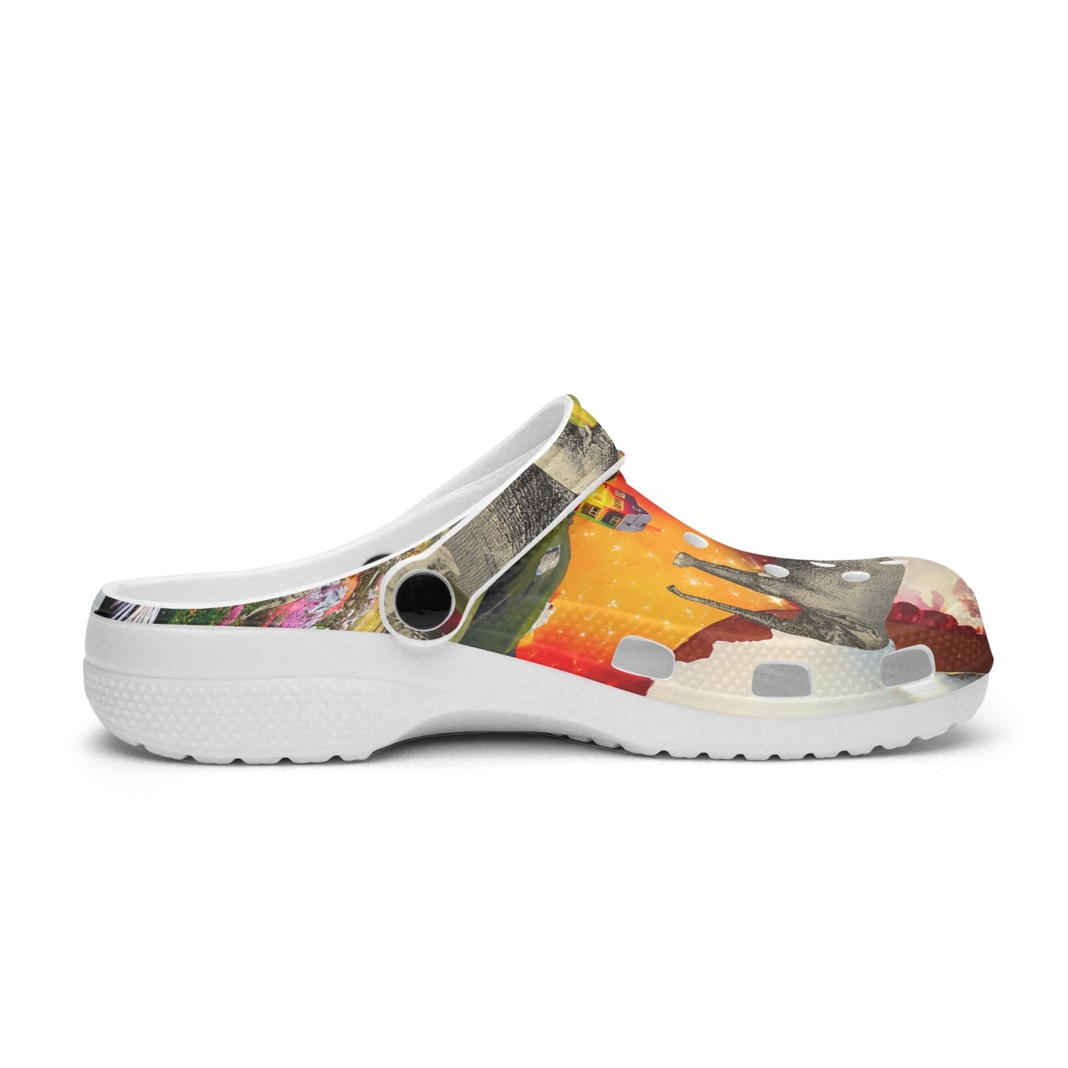Colorful 413 All Over Printed Clogs showcasing a vibrant design, suitable for unisex wear.