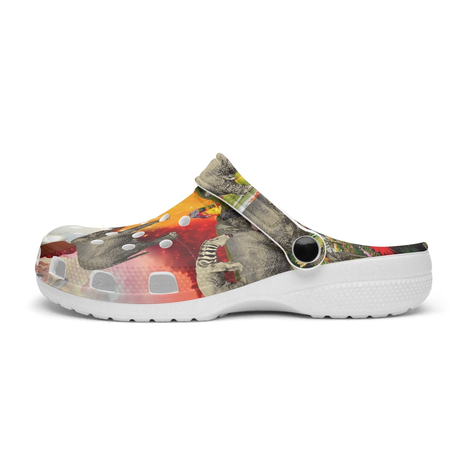 Colorful 413 All Over Printed Clogs showcasing a vibrant design, suitable for unisex wear.