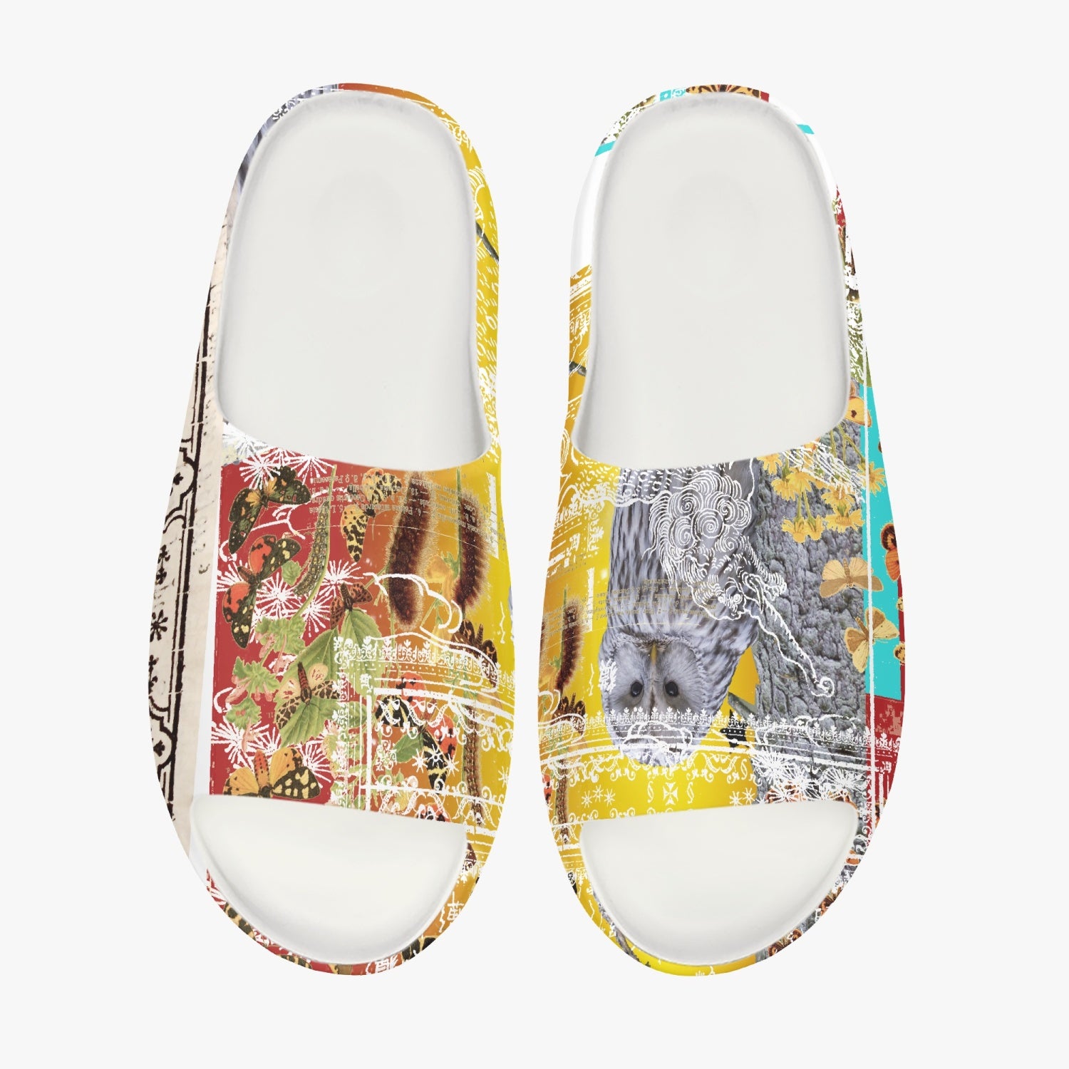 A pair of stylish 729 AOP Slippers made from durable EVA material, featuring a unisex design and anti-skid sole for enhanced grip.