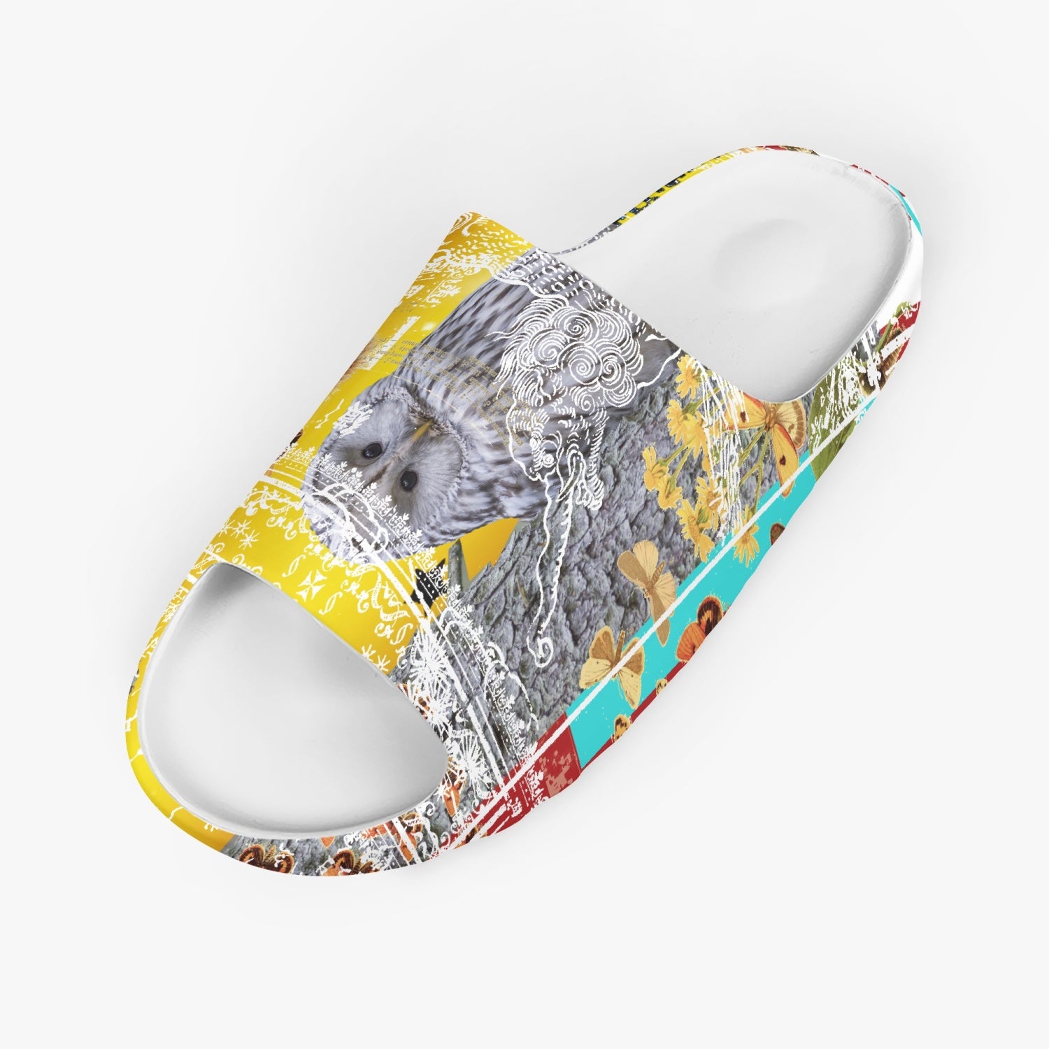 A pair of stylish 729 AOP Slippers made from durable EVA material, featuring a unisex design and anti-skid sole for enhanced grip.