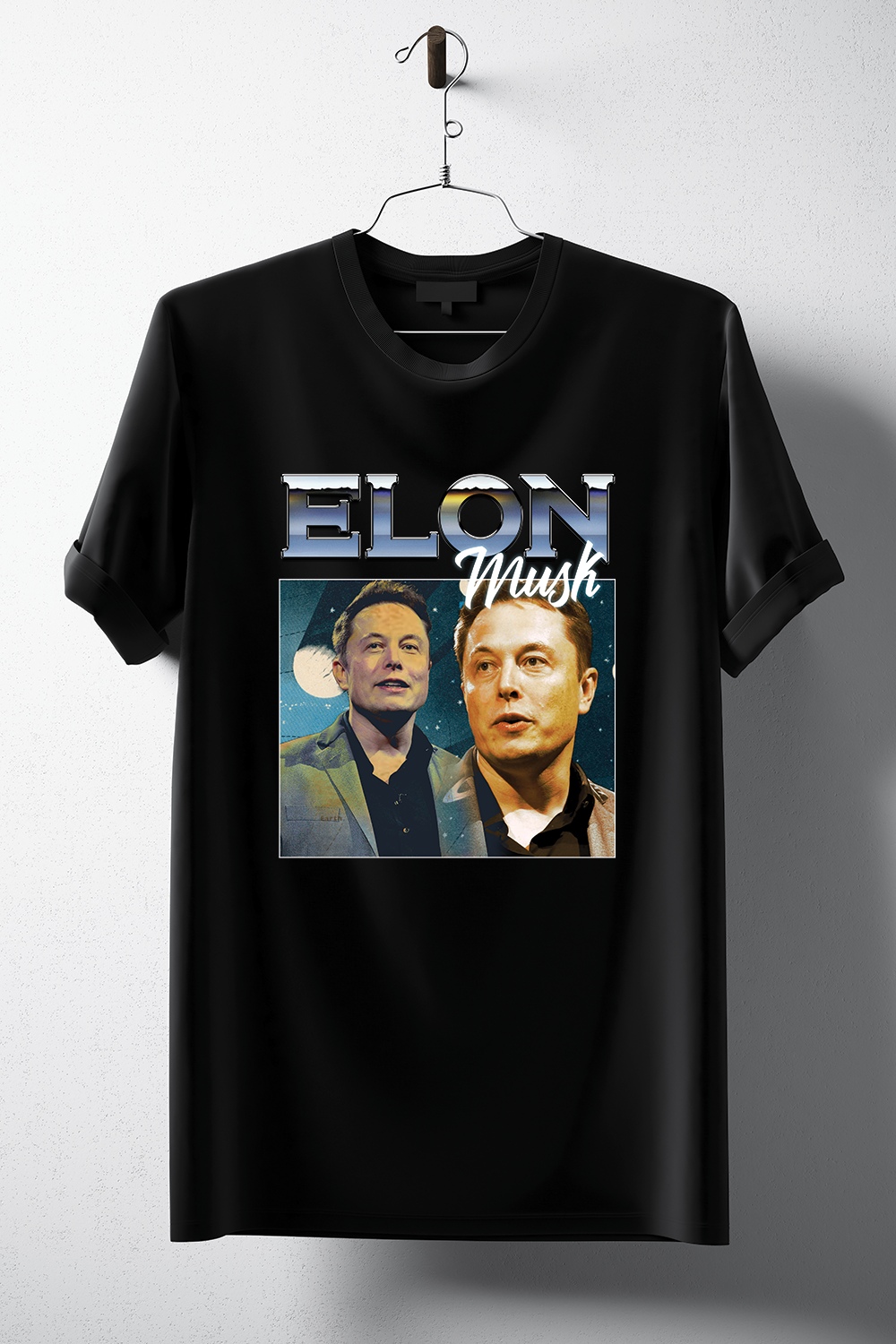 A stylish 90's Style Elon Musk T-Shirt made from soft ring-spun cotton, featuring a retro design suitable for unisex wear.