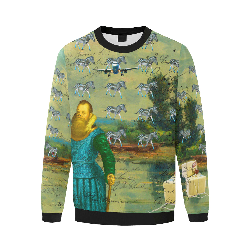 A vibrant oversized fleece sweatshirt featuring a unique collage print, perfect for stylish street fashion.