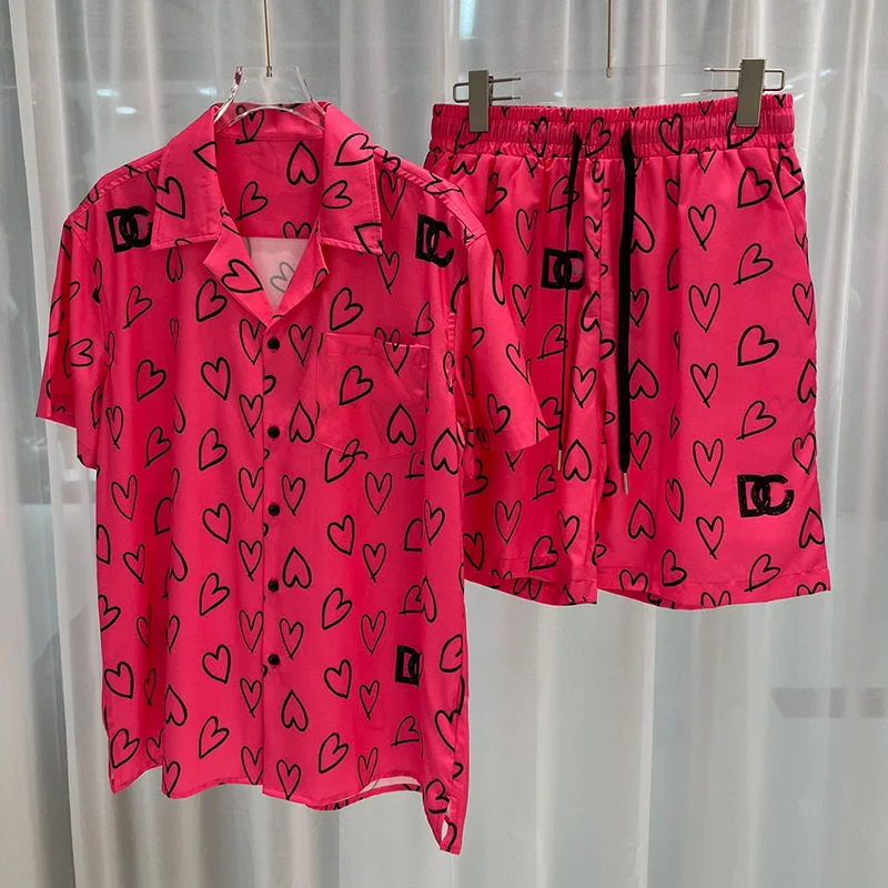 A vibe men beach shorts set featuring stylish short sleeves and high-quality polyester, perfect for summer outings.