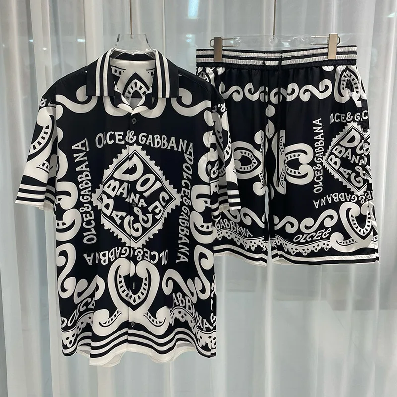 A vibe men beach shorts set featuring stylish short sleeves and high-quality polyester, perfect for summer outings.