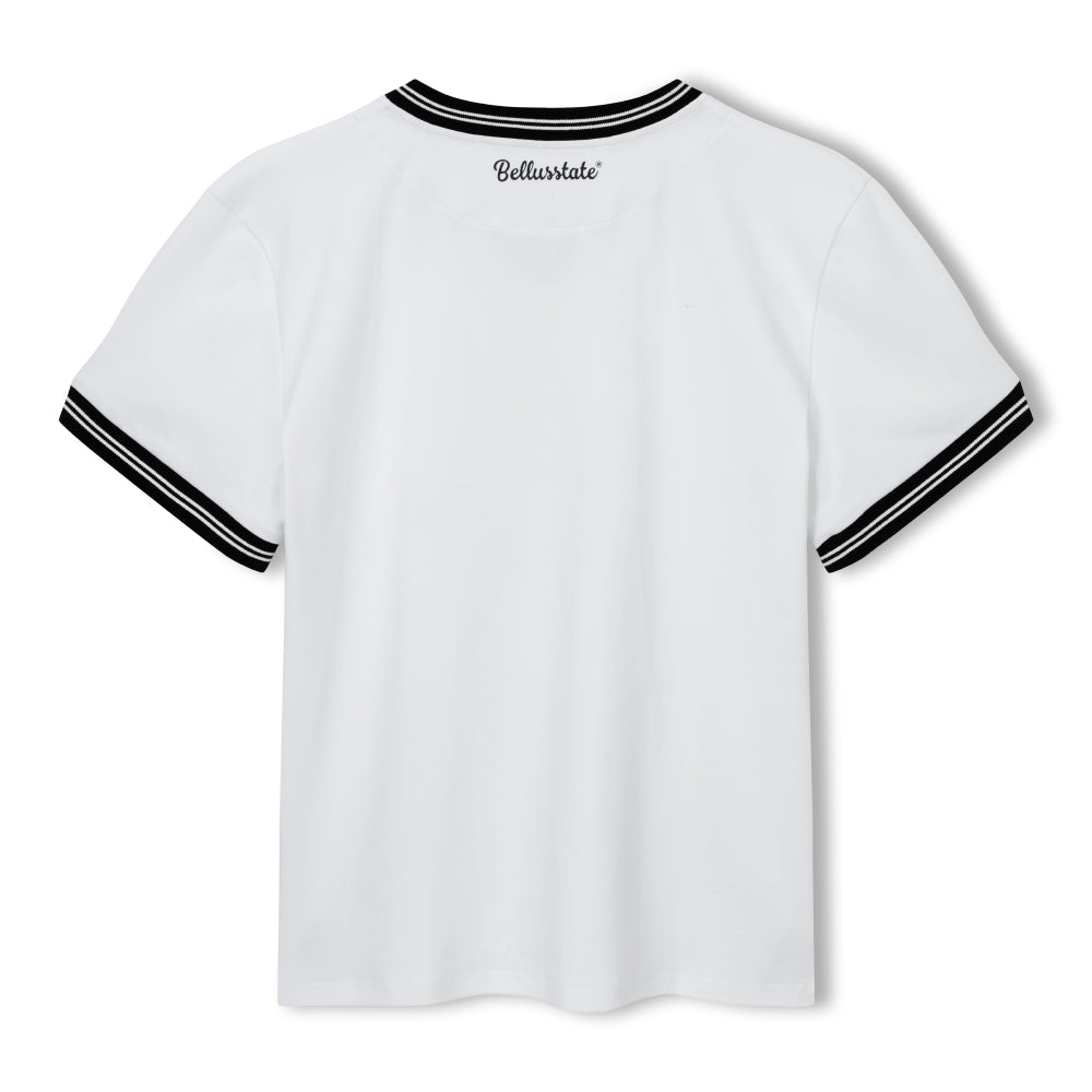 Ace Of Spades V-neckline Cotton Unisex T-shirt featuring a classic design, soft white cotton fabric, and stylish ribbed detailing.