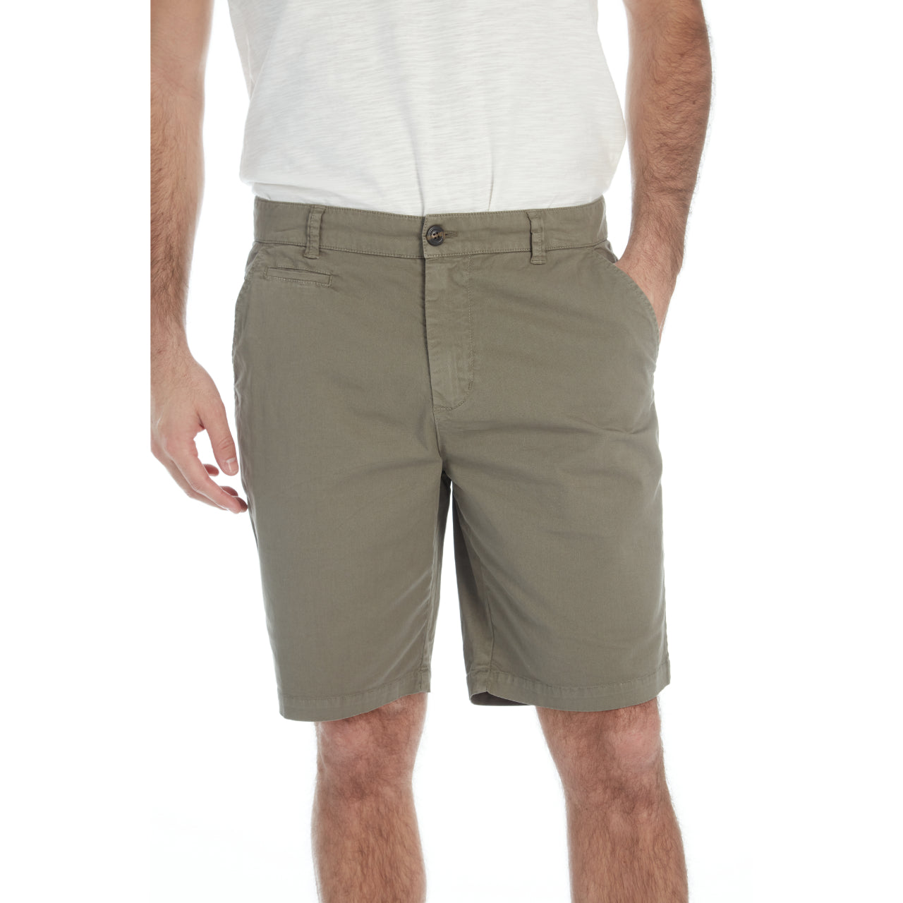 Adan Twill Shorts featuring a garment-dyed finish, four pockets, and a comfortable 9-inch inseam, made from a cotton-spandex blend.