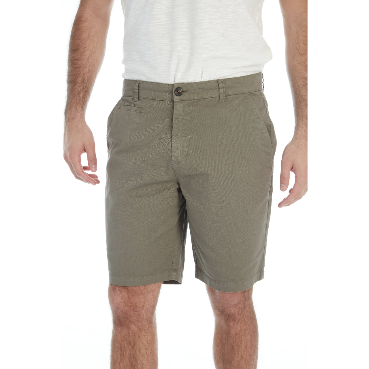 Adan Twill Shorts featuring a garment-dyed finish, four pockets, and a comfortable 9-inch inseam, made from a cotton-spandex blend.