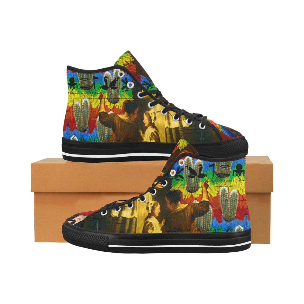 Rainbow Brush Cactus II Men's All Over Print Canvas sneakers showcasing vibrant colors and stylish design.
