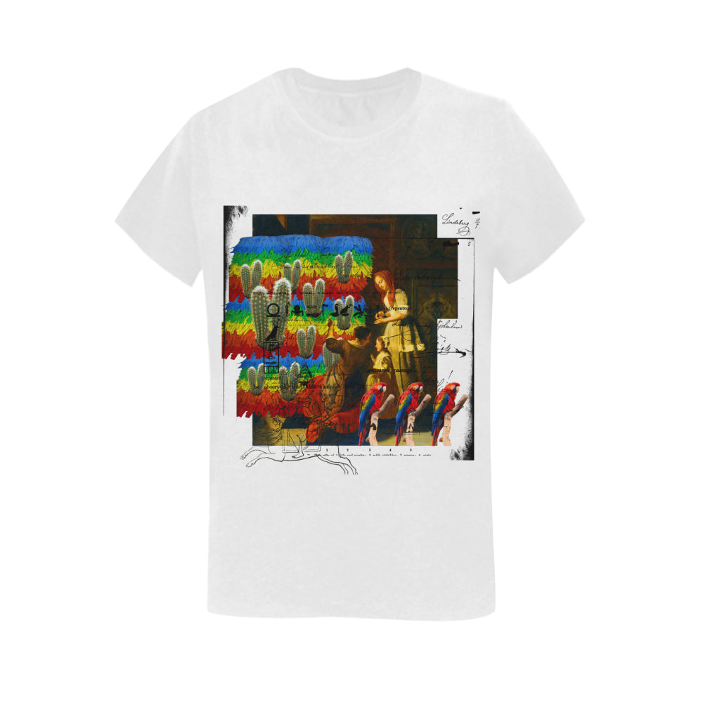 AND THIS, IS THE RAINBOW BRUSH CACTUS. II Women's Printed Cotton Tee featuring vibrant colors and stylish design.