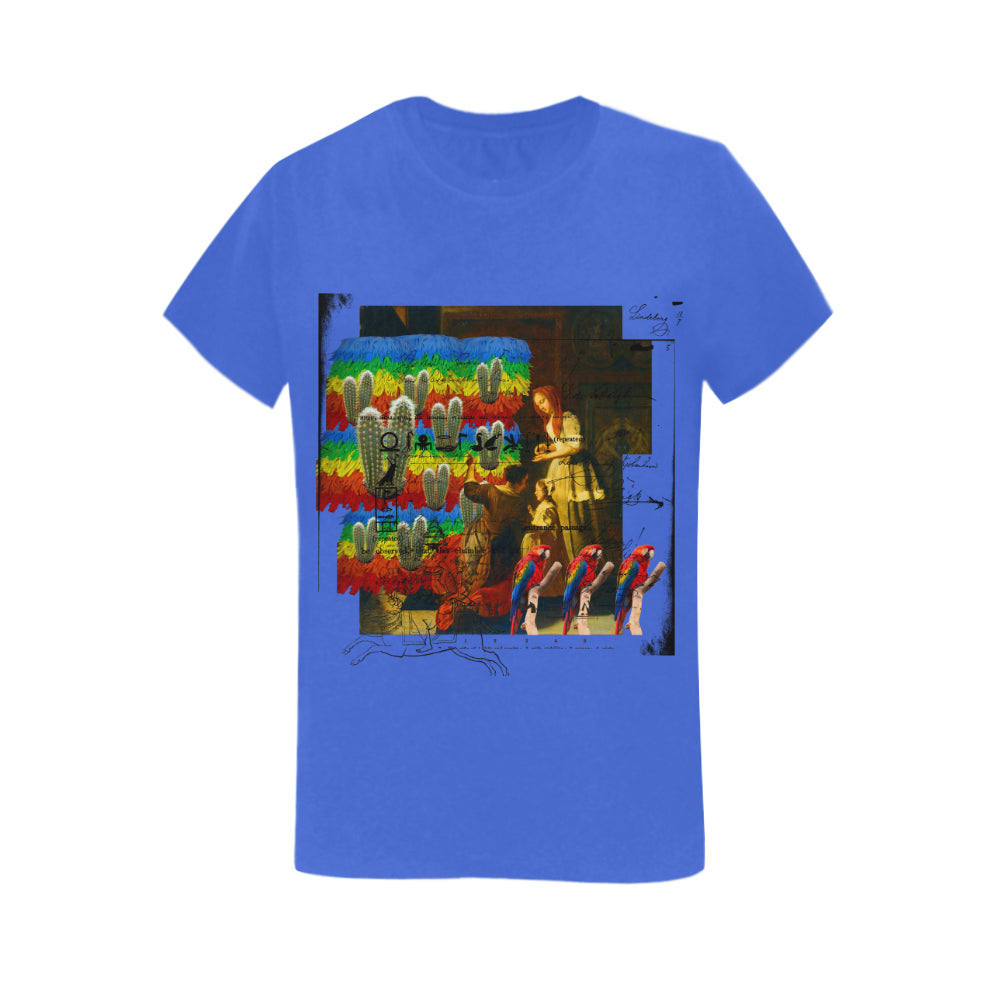 AND THIS, IS THE RAINBOW BRUSH CACTUS. II Women's Printed Cotton Tee showcasing vibrant colors and stylish design.
