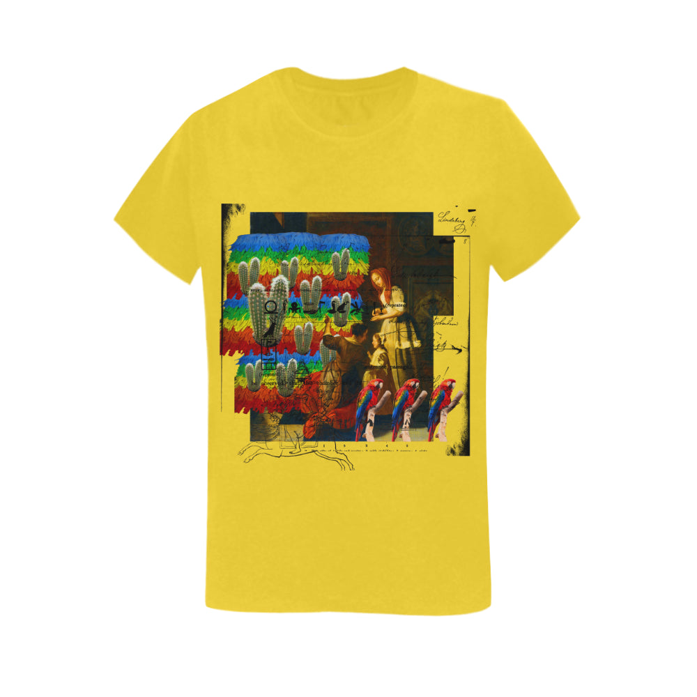 AND THIS, IS THE RAINBOW BRUSH CACTUS. II Women's Printed Cotton Tee featuring vibrant colors and stylish design.