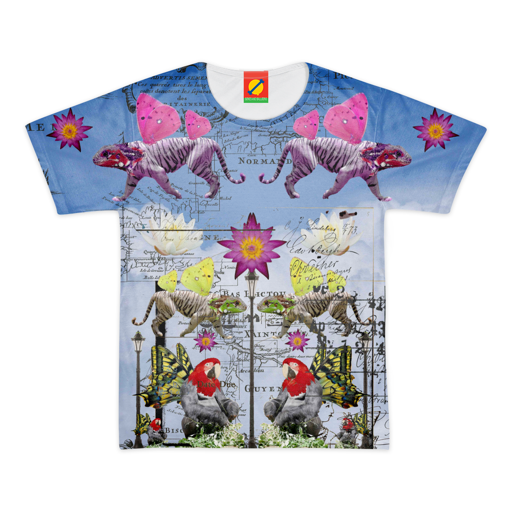 ANIMAL MIX Men's All Over Print Tee featuring vibrant colors and unique design, made from 100% cotton for comfort.
