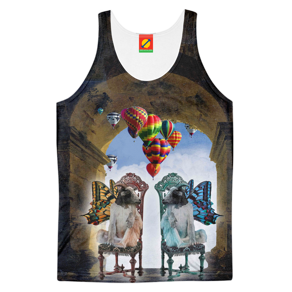 ANIMAL MIX - THE GATE I Women's Tank Top featuring vibrant all-over print in various colors, perfect for summer wear.