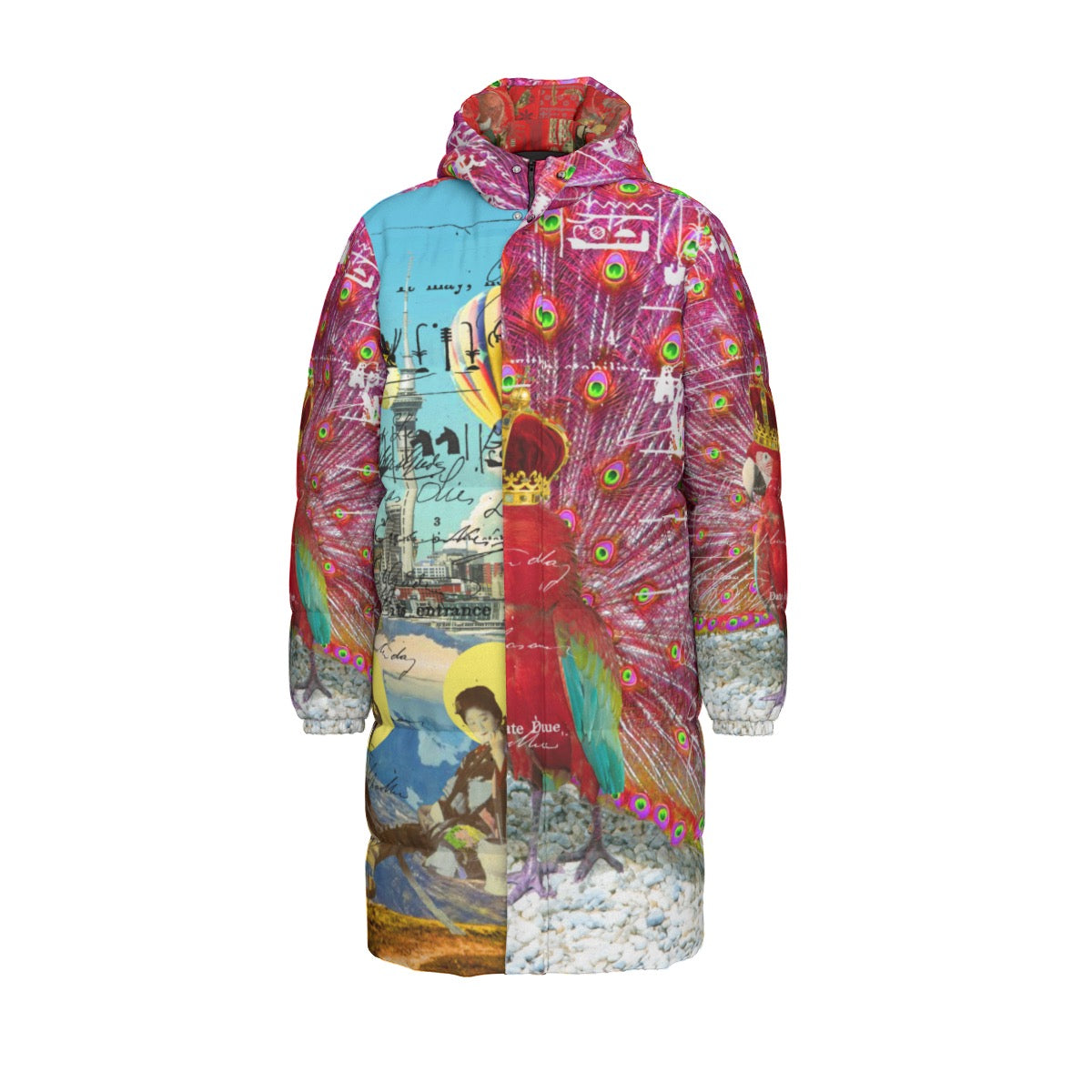 ANIMAL MIX - THE KING II X THE CONCERT II All-Over Print Unisex Long puffer jacket with vibrant design and double zipper.