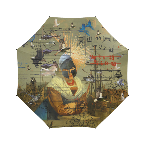 AT THE HARBOUR Semi-Automatic Foldable Umbrella with stylish design and waterproof fabric, featuring a rubberized handle and compact storage sleeve.