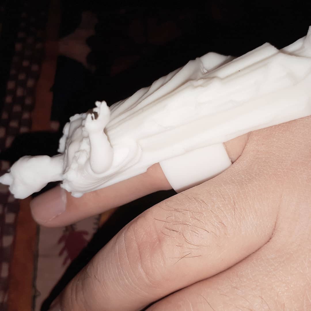 A detailed view of the Athena Statue White Resin Ring showcasing the goddess Athena in white resin.