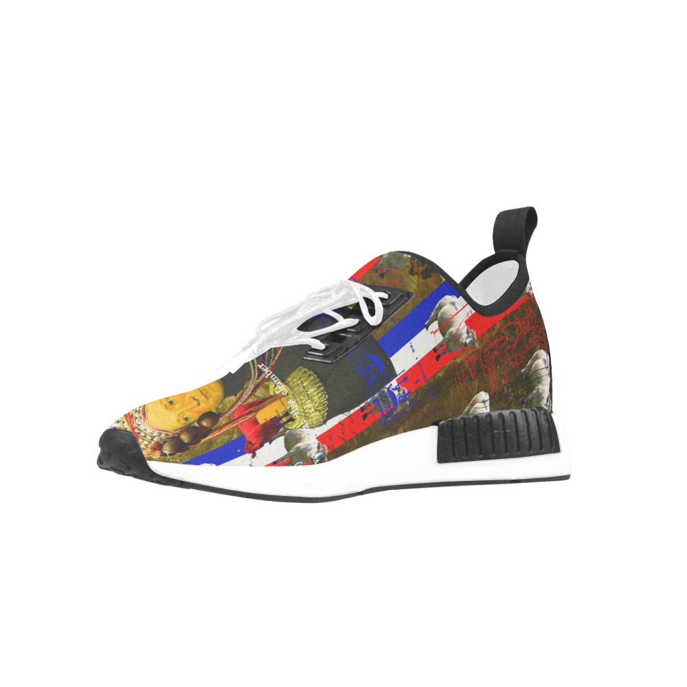 BLEU BLANC ROUGE Women's All Over Print Running Shoes showcasing a vibrant design and breathable mesh material.