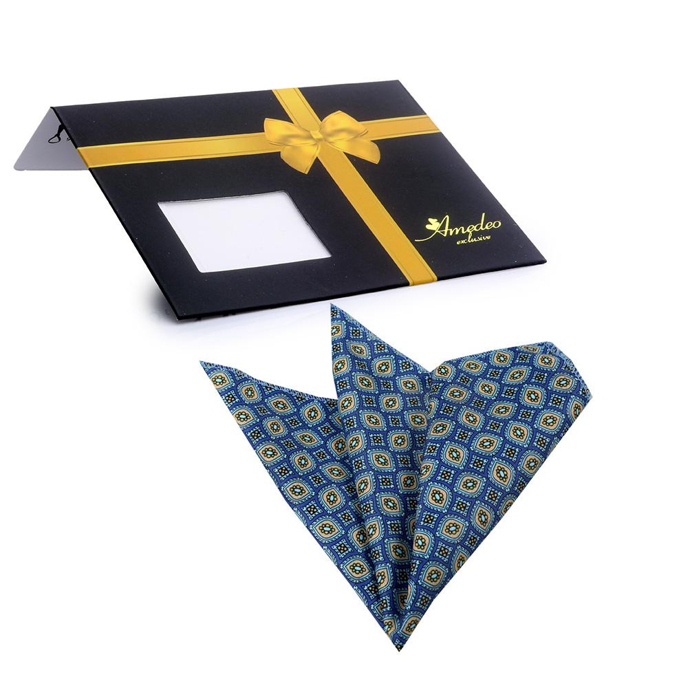 Blue with Circles Mens Pocket Square made from premium jacquard silk, featuring a stylish design suitable for formal and casual wear.