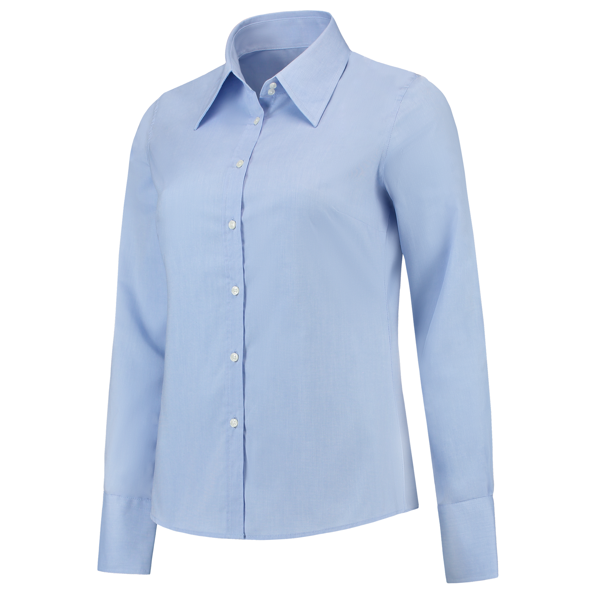 Bluse Basis in Weiß und Hellblau, aus hochwertigem Mischgewebe, ideal für körperlich schwere Arbeit.