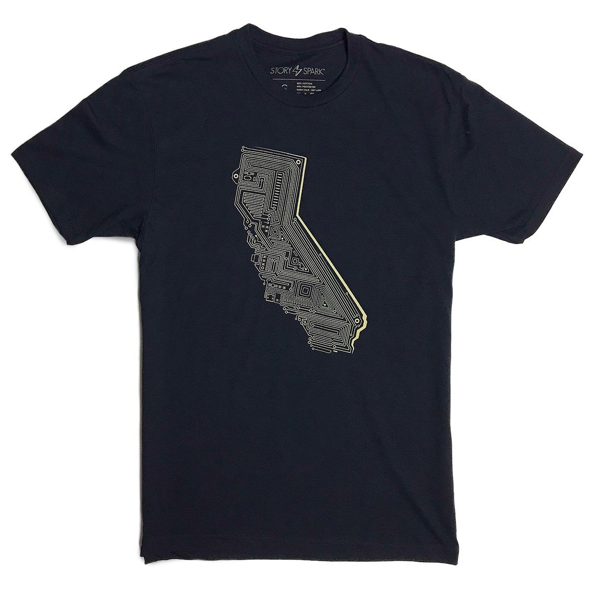 Cali Tech T-shirt in black, showcasing premium fitted design and soft fabric, perfect for casual wear.