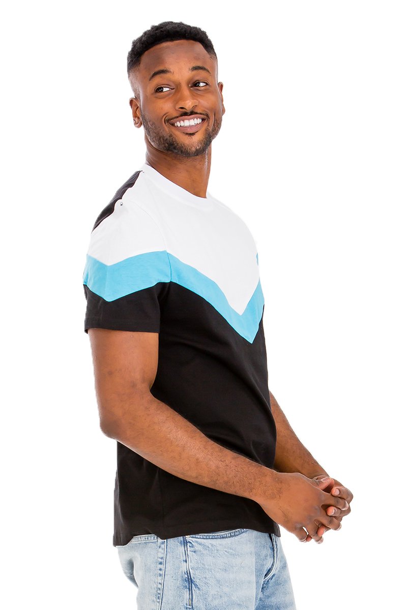 Chevron Colorblock T-shirt in vibrant colors, showcasing a stylish design and comfortable fit.