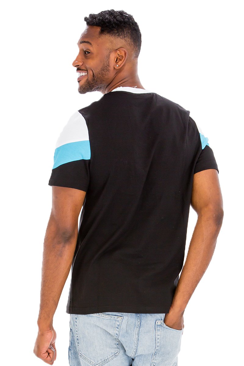 Chevron Colorblock T-shirt in vibrant colors, showcasing a stylish design and comfortable fit.