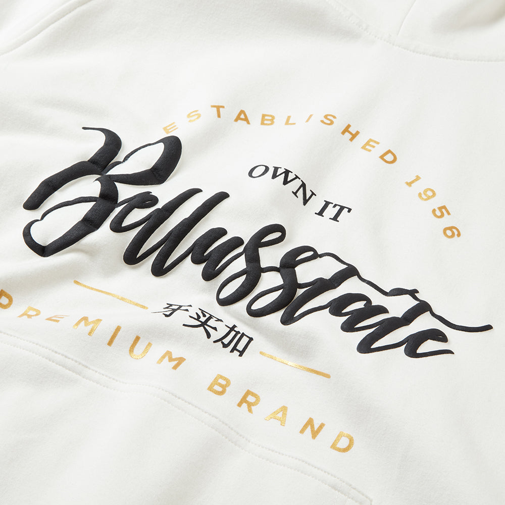 Cotton unisex hoodie featuring Jamaica Hanzi logogram with raised printing, showcasing a stylish and comfortable design.