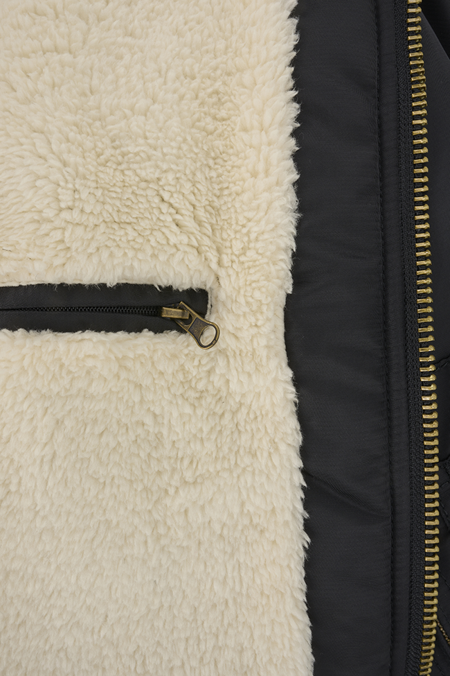 CWU Teddy Hooded Jacket featuring teddy fur lining, durable nylon outer, and multiple pockets for functionality.