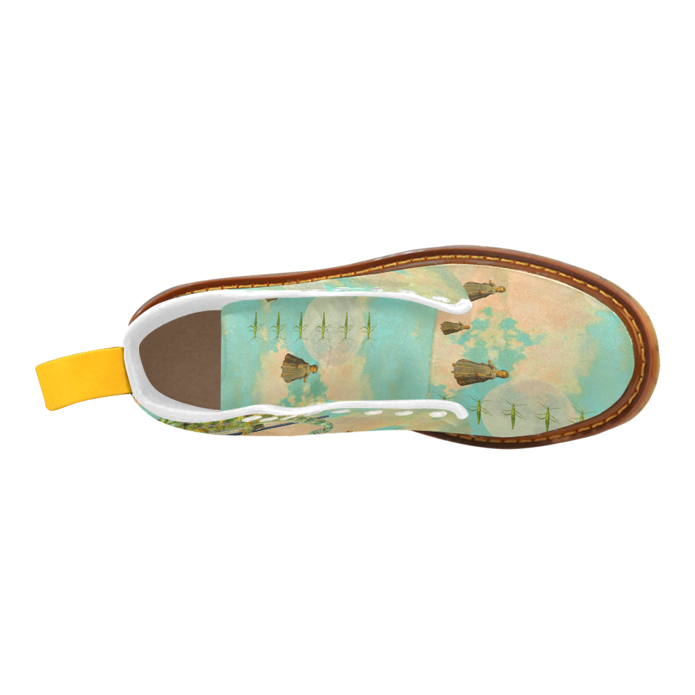 DANDELIONS 2 Men's All Over Print Fabric High Boots showcasing vibrant print and durable design.