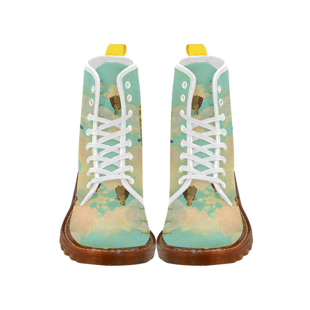 DANDELIONS 2 Men's All Over Print Fabric High Boots showcasing vibrant print and durable design.