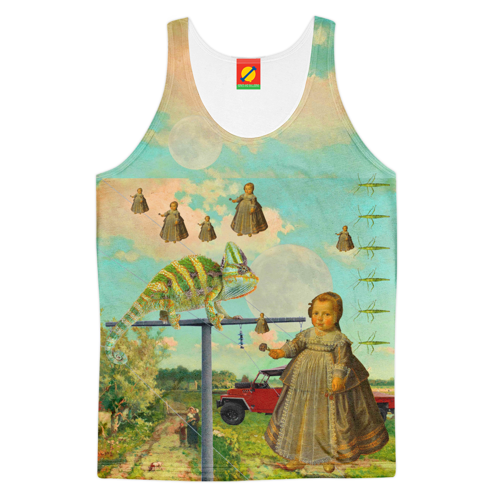 DANDELIONS Men's All Over Print Tank Top featuring vibrant colors and a unique sublimation print on both sides.