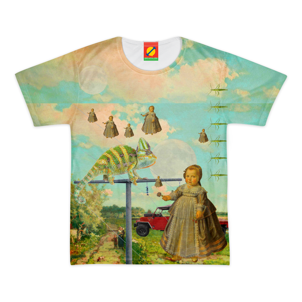 DANDELIONS Men's All Over Print Tee showcasing vibrant colors and unique design, made from 100% cotton.