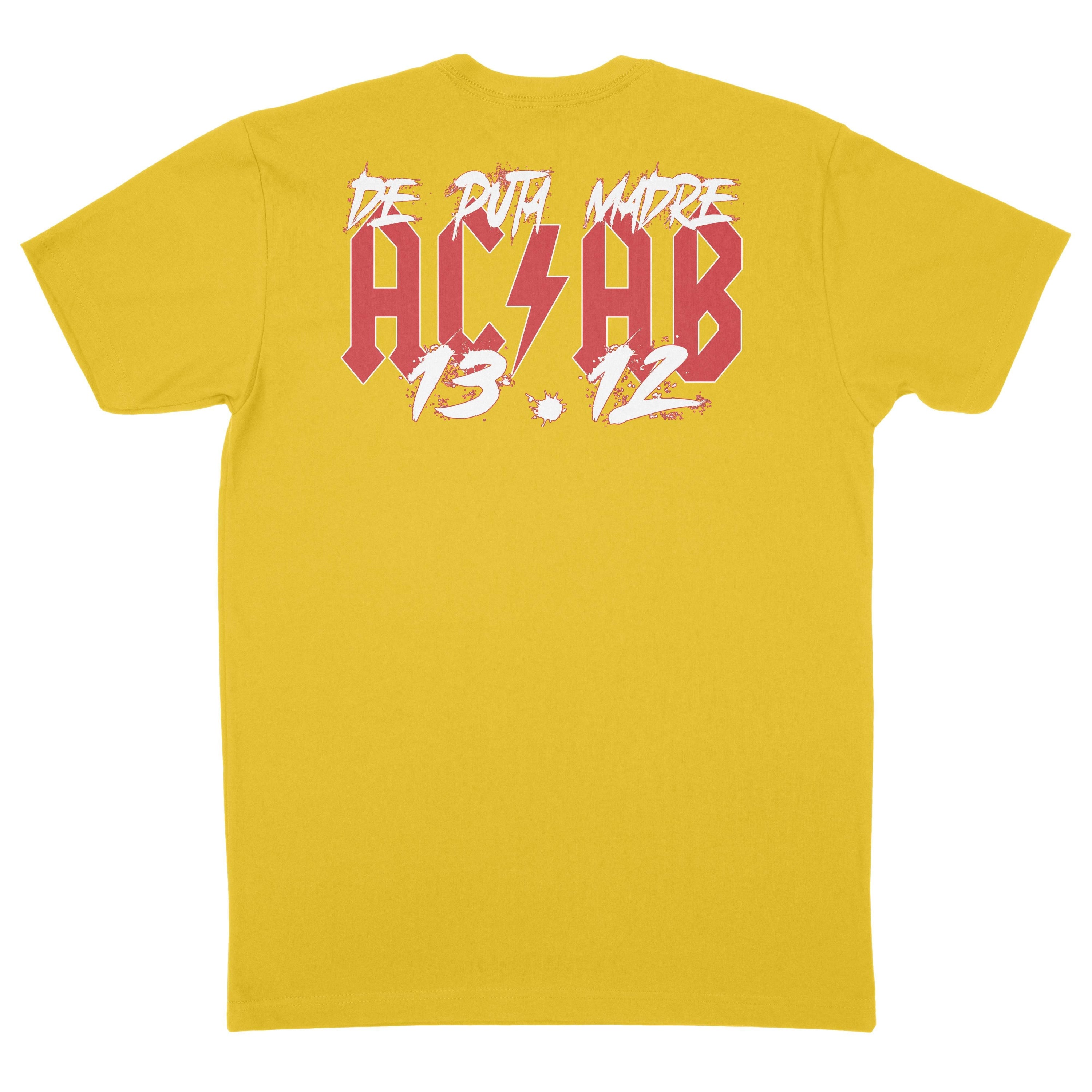 DPM69 Men's t-shirt featuring a handmade A.C.A.B design, showcasing vibrant prints on front and back, made from breathable jersey cotton.