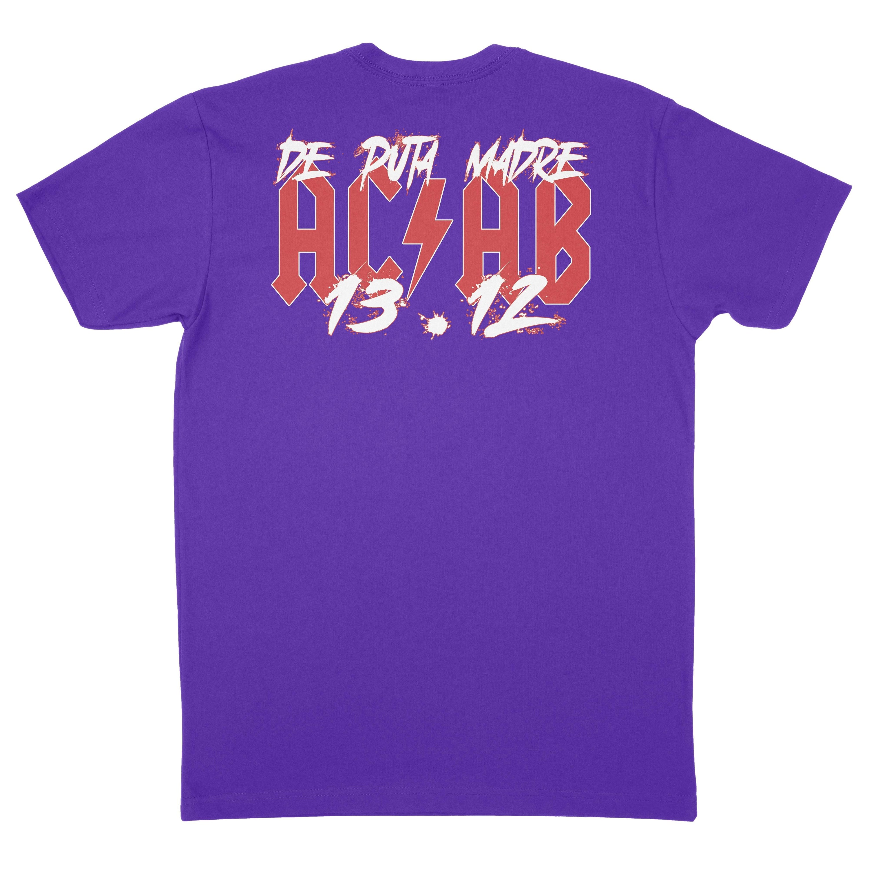 DPM69 Men's t-shirt featuring a handmade A.C.A.B design, showcasing vibrant prints on front and back, made from breathable jersey cotton.