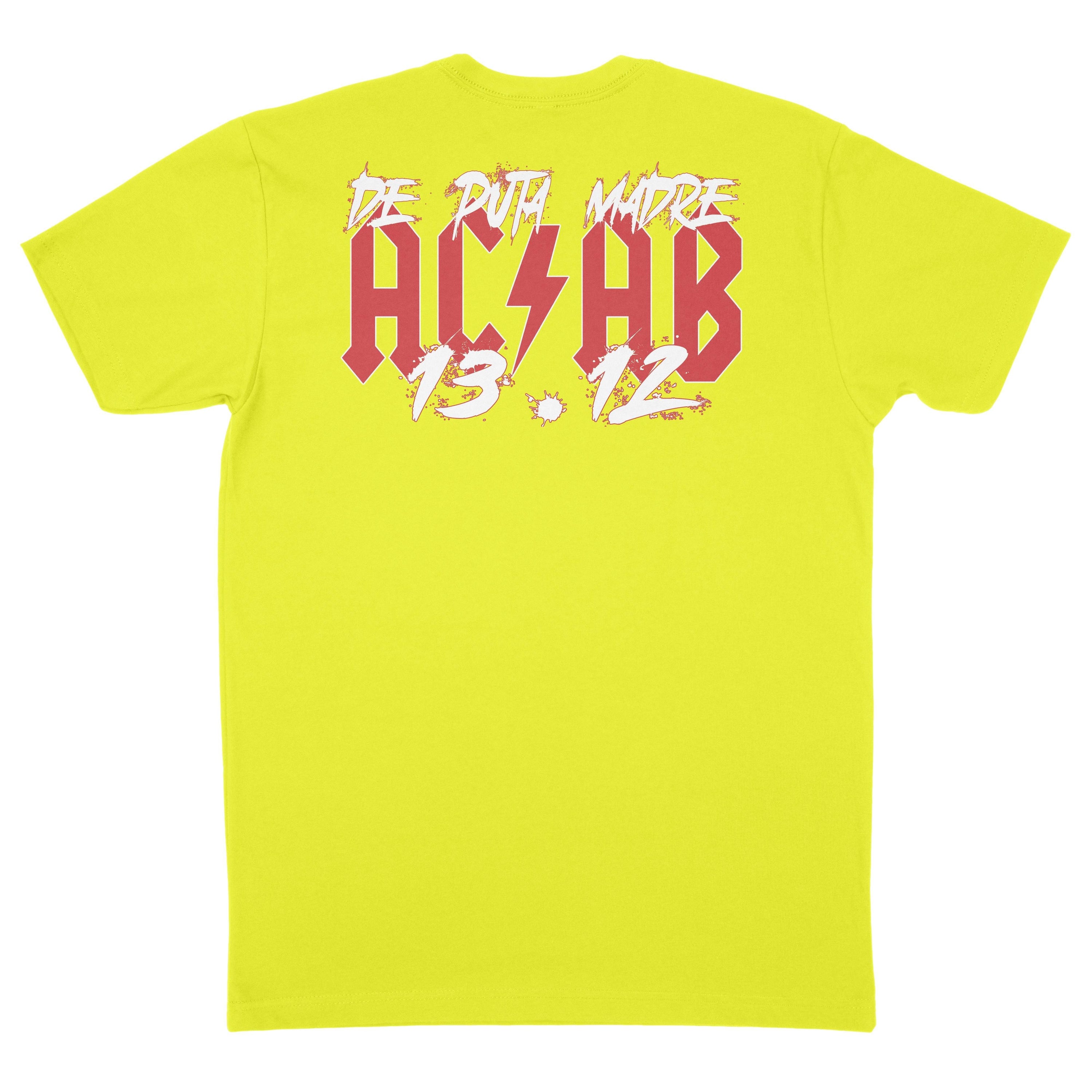 DPM69 Men's t-shirt featuring a handmade A.C.A.B design, showcasing vibrant prints on front and back, made from breathable jersey cotton.