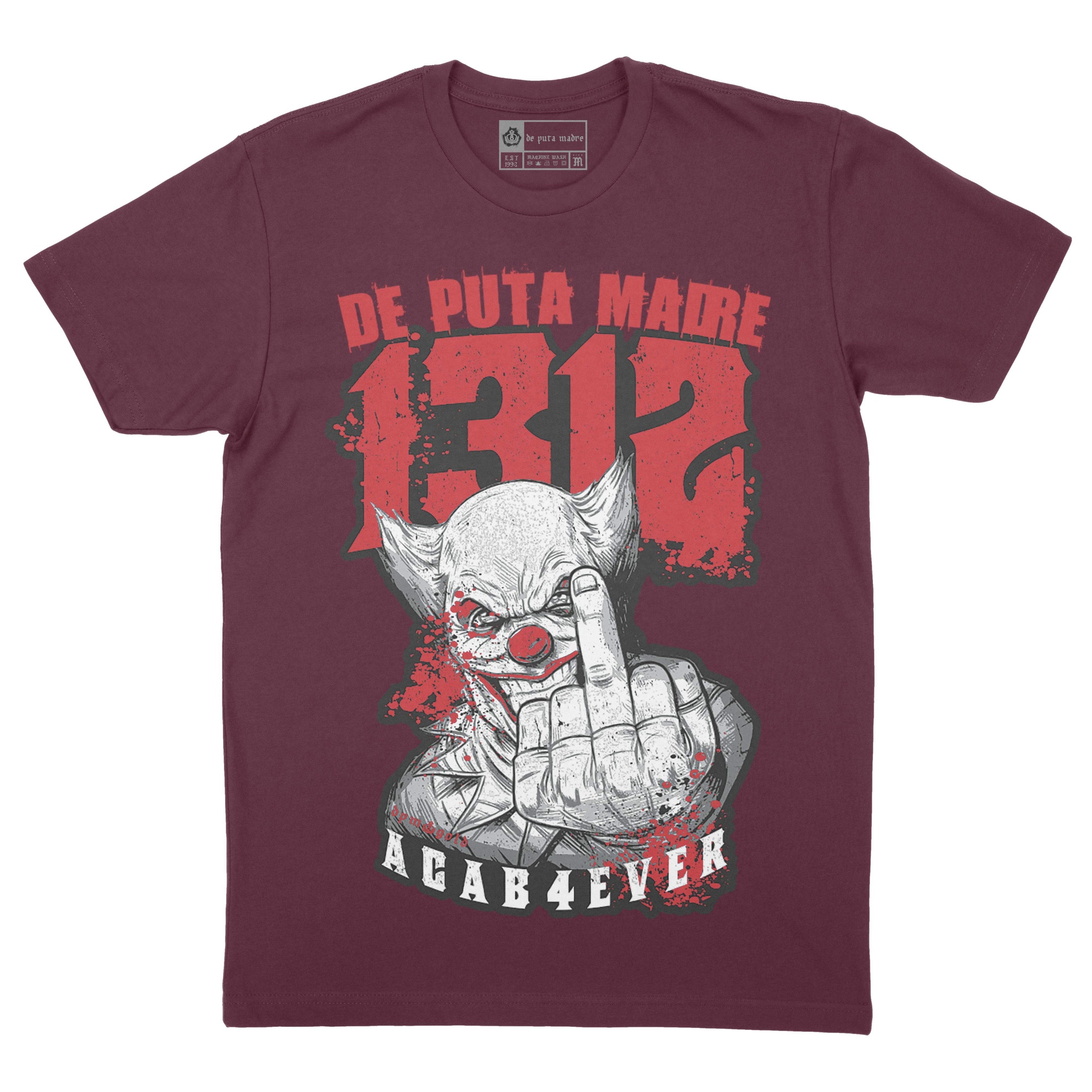 DPM69 Men's t-shirt featuring a handmade A.C.A.B design, showcasing vibrant prints on front and back, made from breathable jersey cotton.