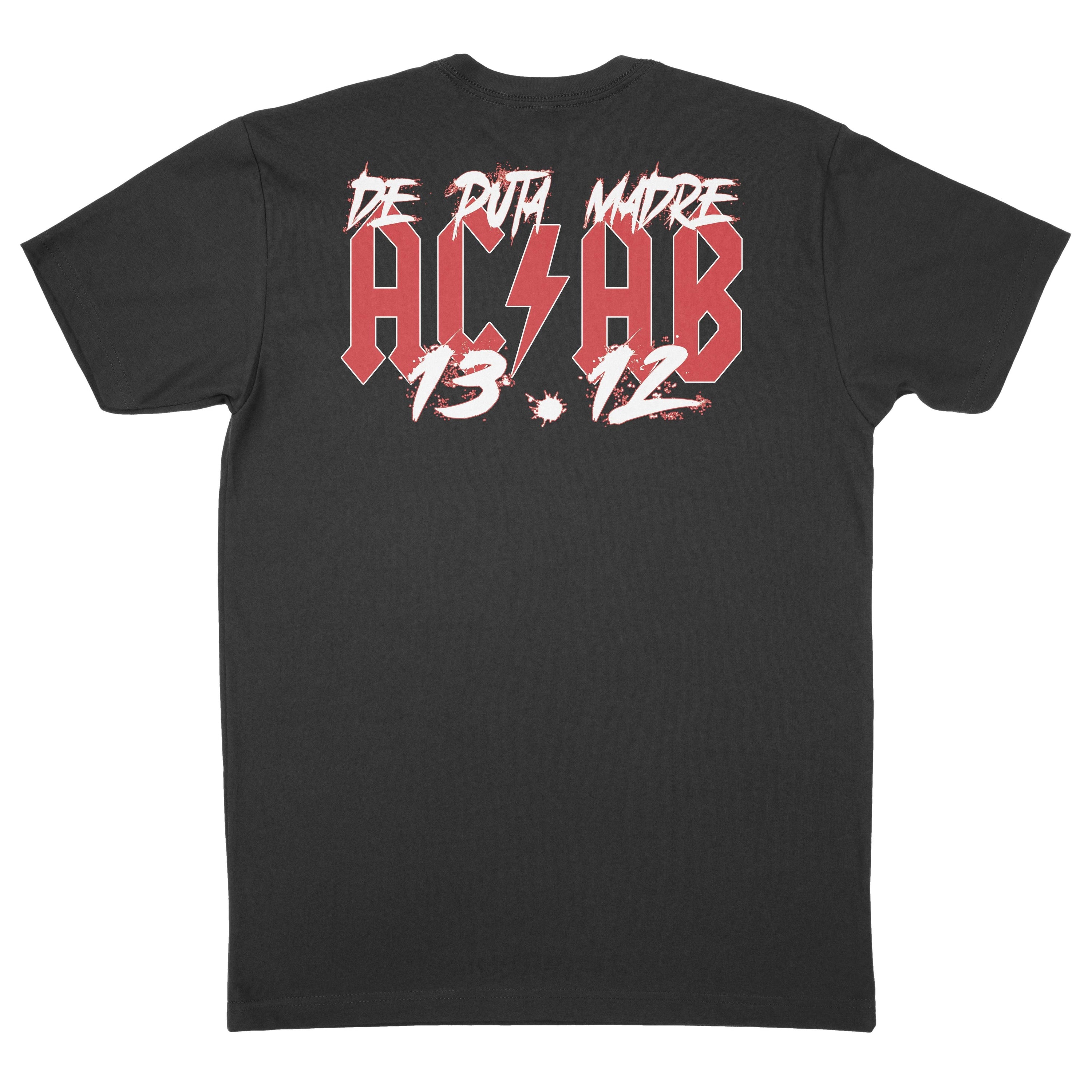 DPM69 Men's t-shirt featuring a handmade A.C.A.B design, showcasing vibrant prints on front and back, made from breathable jersey cotton.