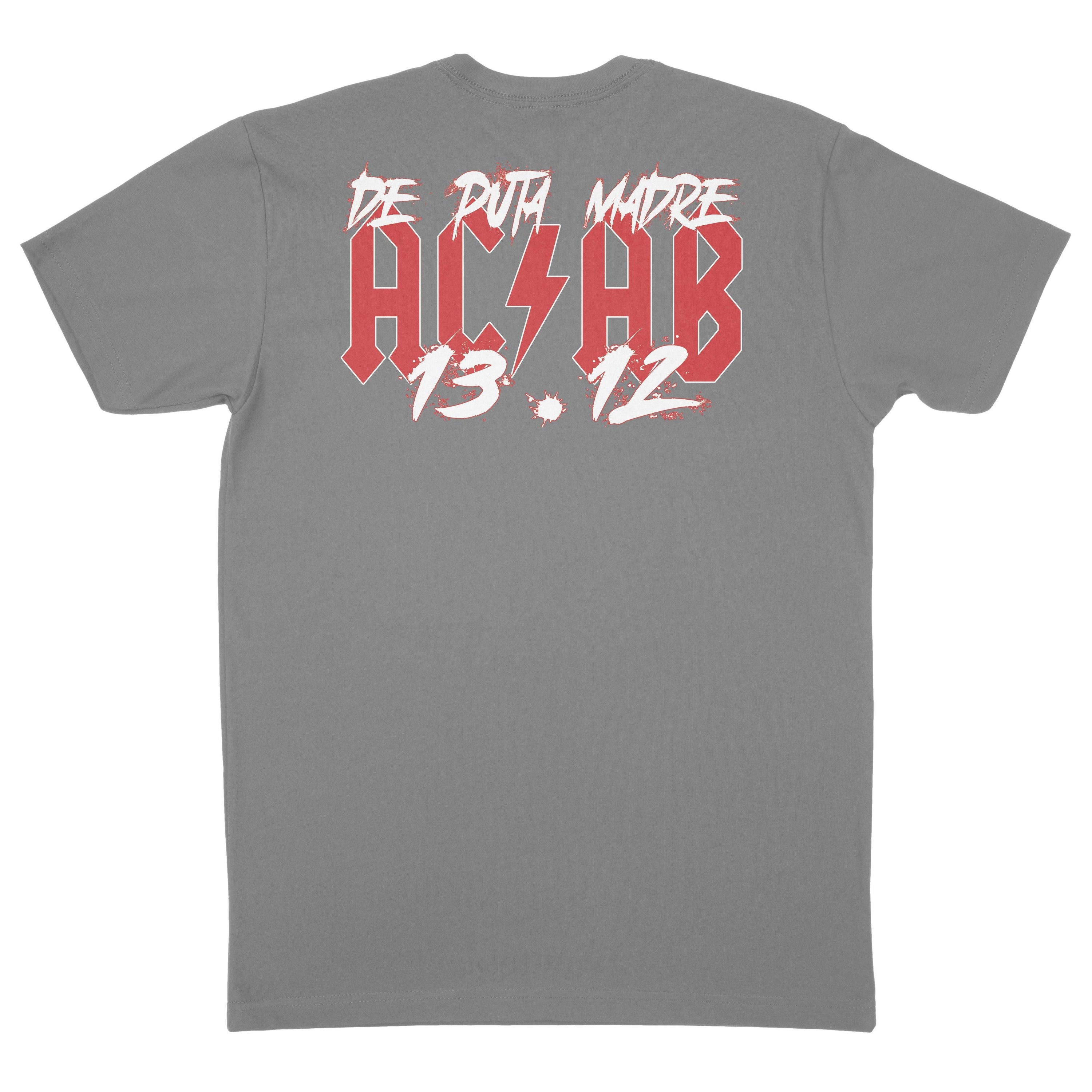 DPM69 Men's t-shirt featuring a handmade A.C.A.B design, showcasing vibrant prints on front and back, made from breathable jersey cotton.