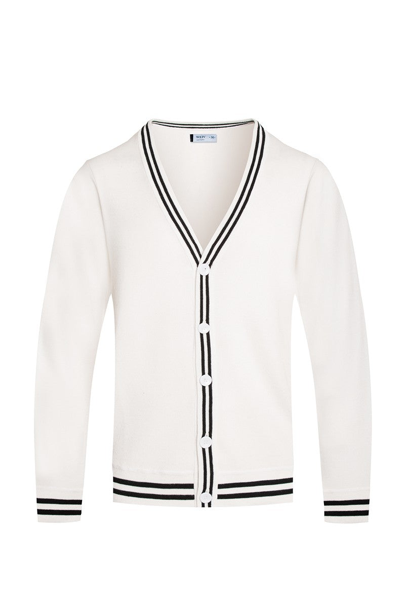 Drew Cardigan made of 100% polyester, showcasing a modern fit and refined design, perfect for layering.