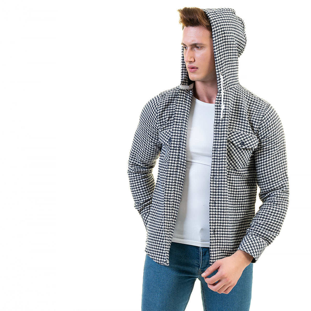 European Wool Luxury Zippered Hoodie Sweater Jacket in a stylish design, showcasing its soft fabric and zippered front.