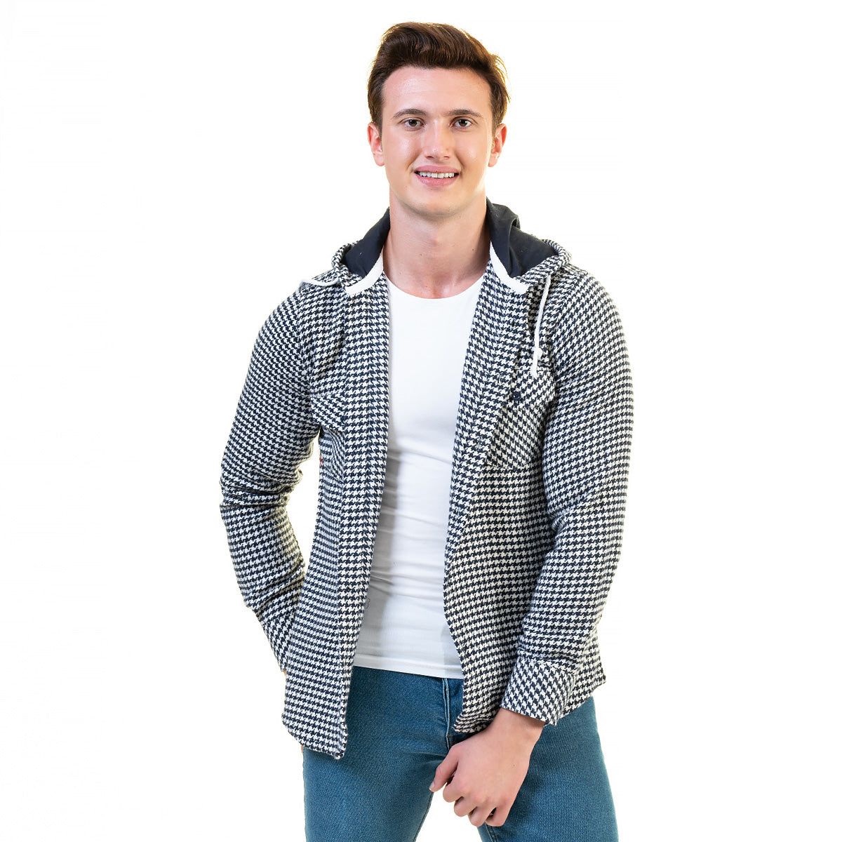 European Wool Luxury Zippered Hoodie Sweater Jacket in a stylish design, showcasing its soft fabric and zippered front.